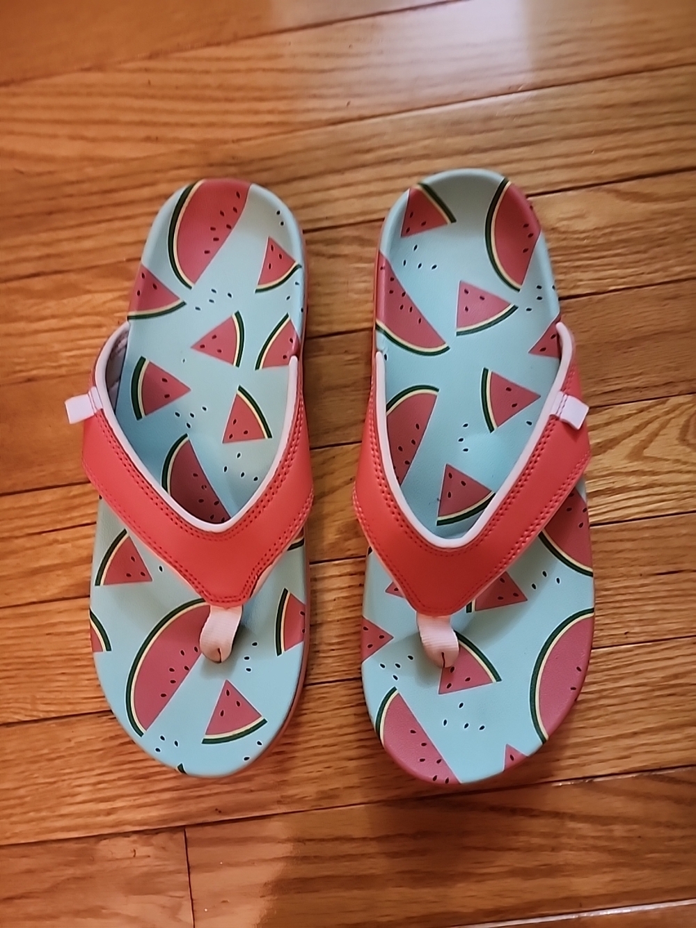 Spenco Yumi Fruitopia Watermelon Print Flip Flop Sandals - Coral
